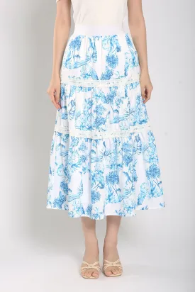 Albertha Tier Skirts in Blue Prints