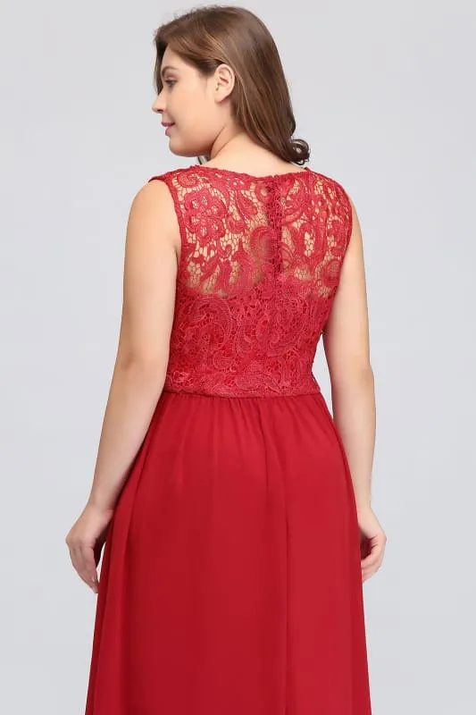 Amazing Jewel Neck Lace Chiffon Evening Dress Sleveless Floor Length Formal Dress