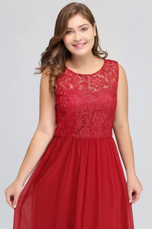 Amazing Jewel Neck Lace Chiffon Evening Dress Sleveless Floor Length Formal Dress