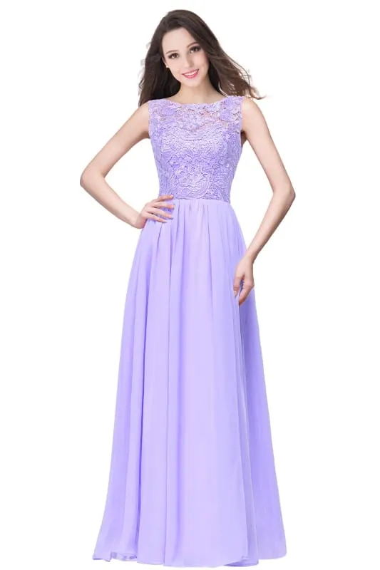 Amazing Jewel Neck Lace Chiffon Evening Dress Sleveless Floor Length Formal Dress