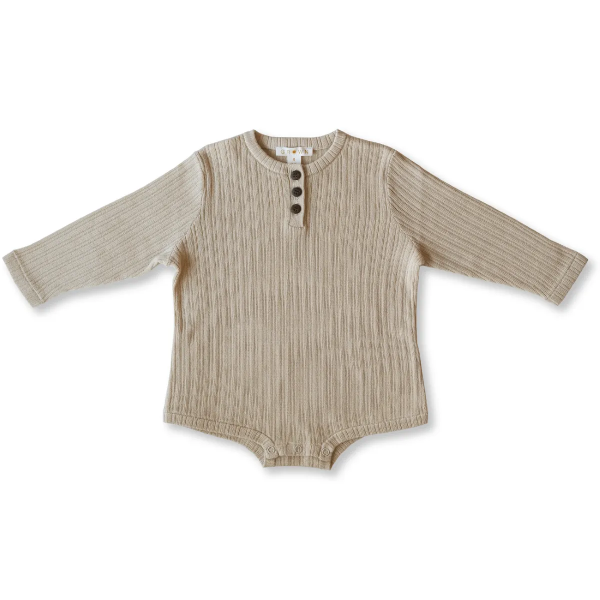Grown Ribbed Button Bodysuit - Natural