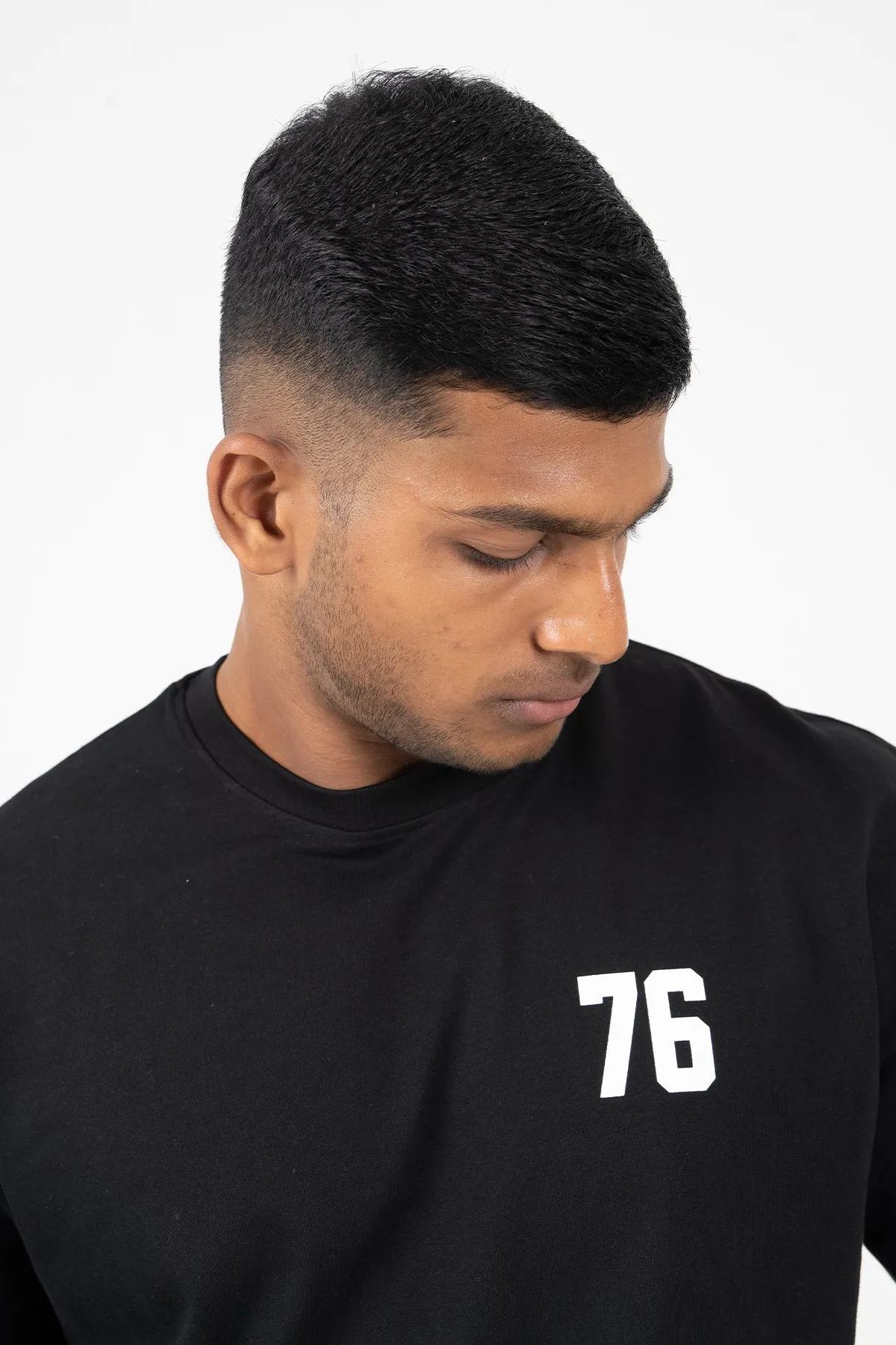 Hustle NO.76 Backprint Relax Fit Casual T-Shirt