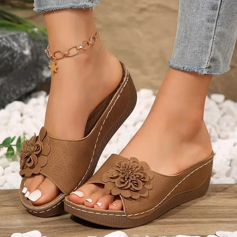 Last day for limited time discountsWomen's Comfort Flower Slip-On SandalsThe more you buy, the higher the discount