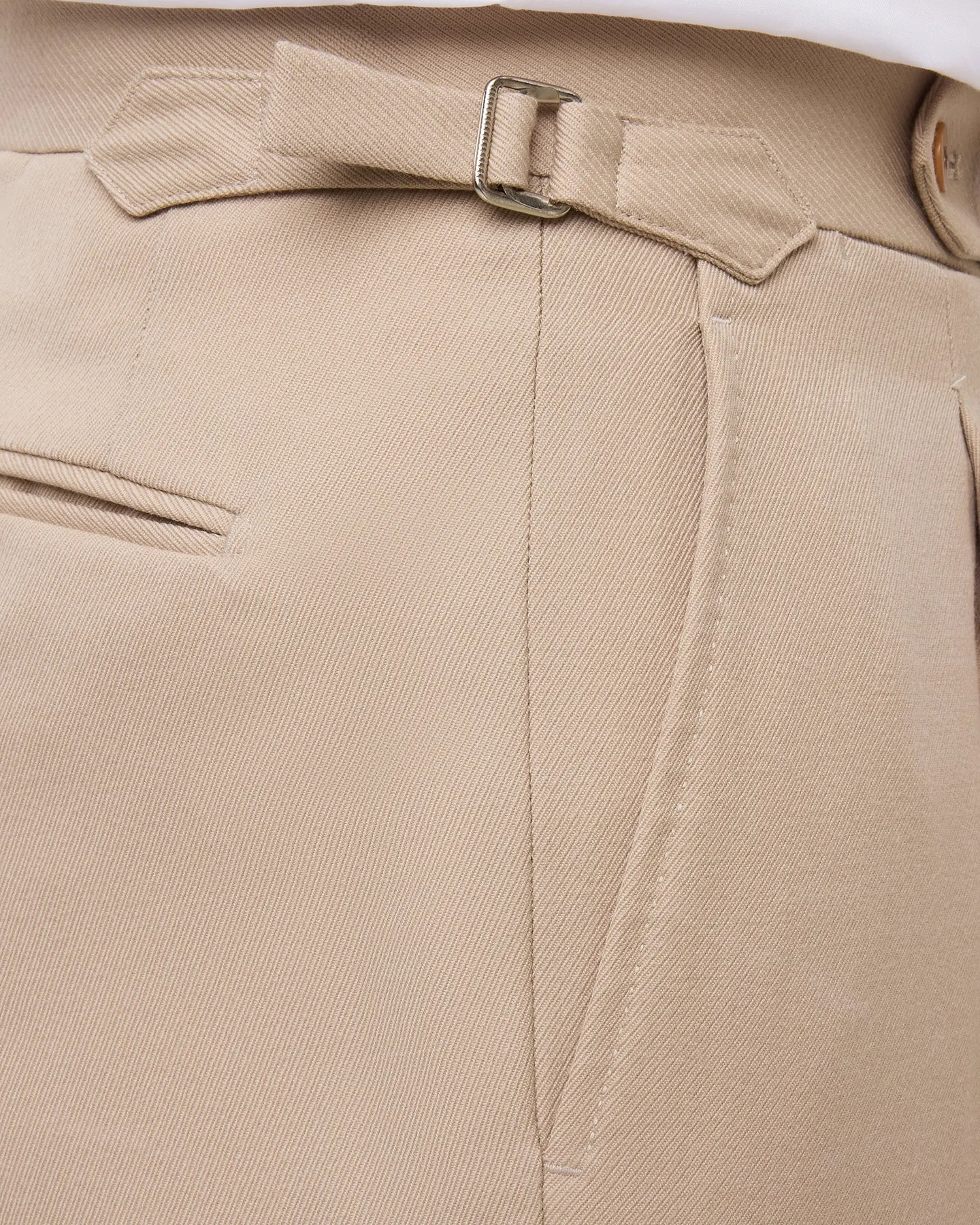 Light Tan Single Pleat Cavalry Twill Trousers