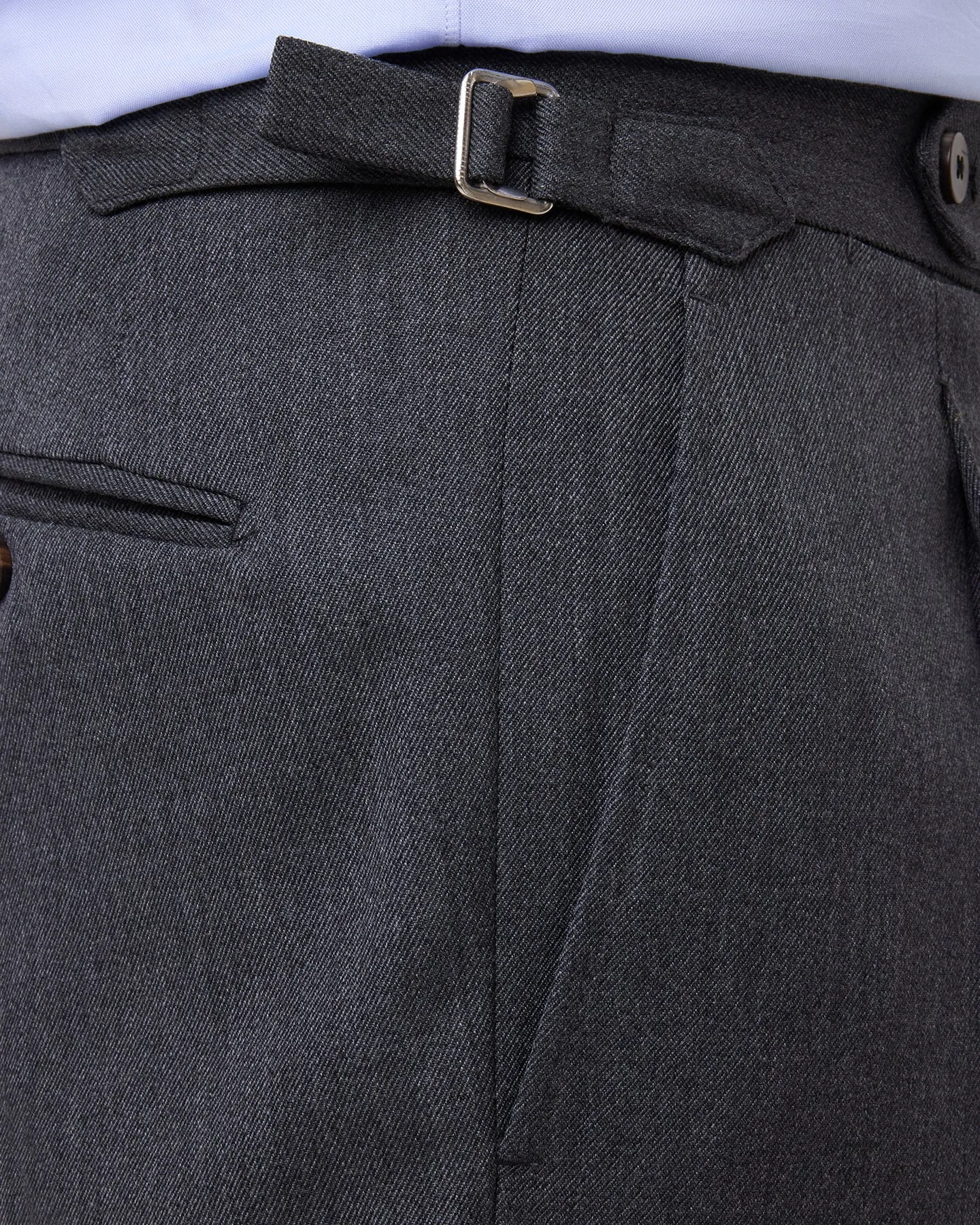 Mid Grey Single Pleat Cavalry Twill Trousers
