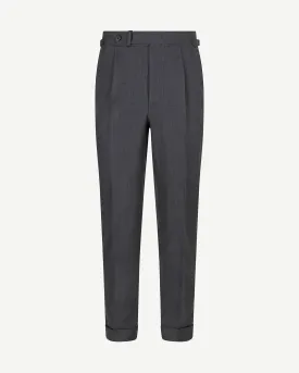 Mid Grey Single Pleat Cavalry Twill Trousers