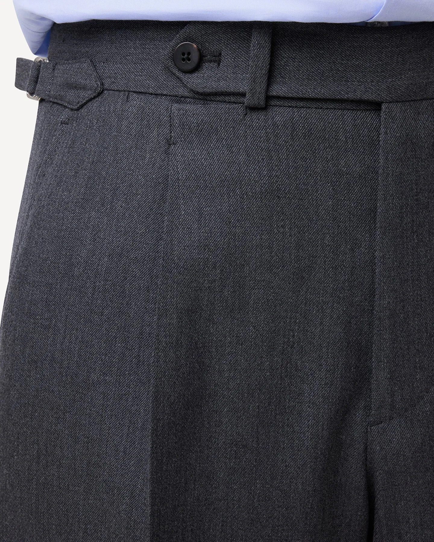Mid Grey Single Pleat Cavalry Twill Trousers