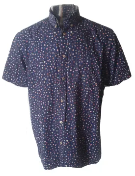 SALE Barkers Navy Floral Men's Shirt (XL)