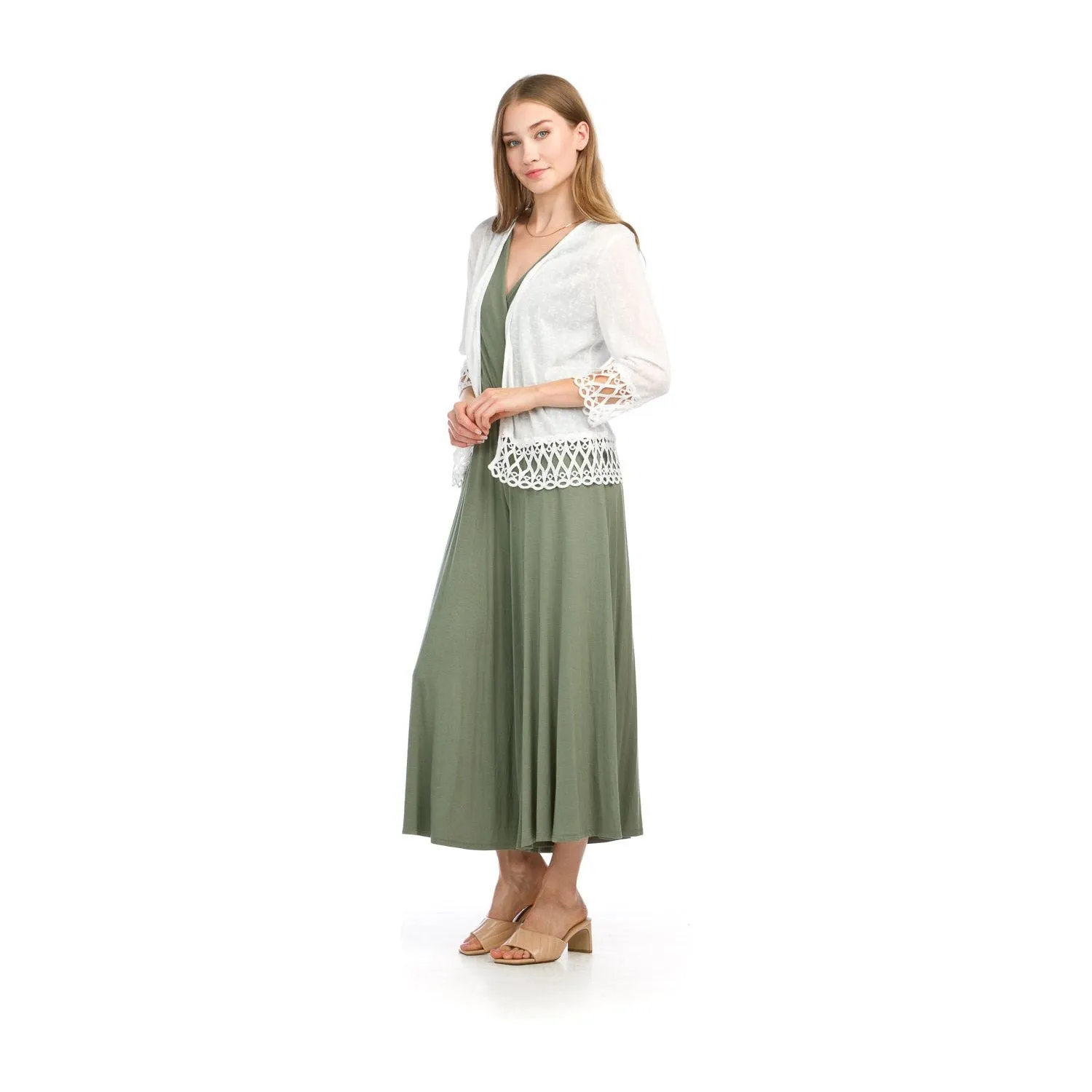 Stretch Cardigan with Lace Trim