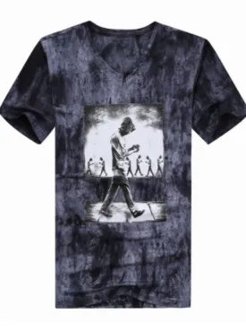 Tie Dyed V Neck T Shirt • Mobile Men Print