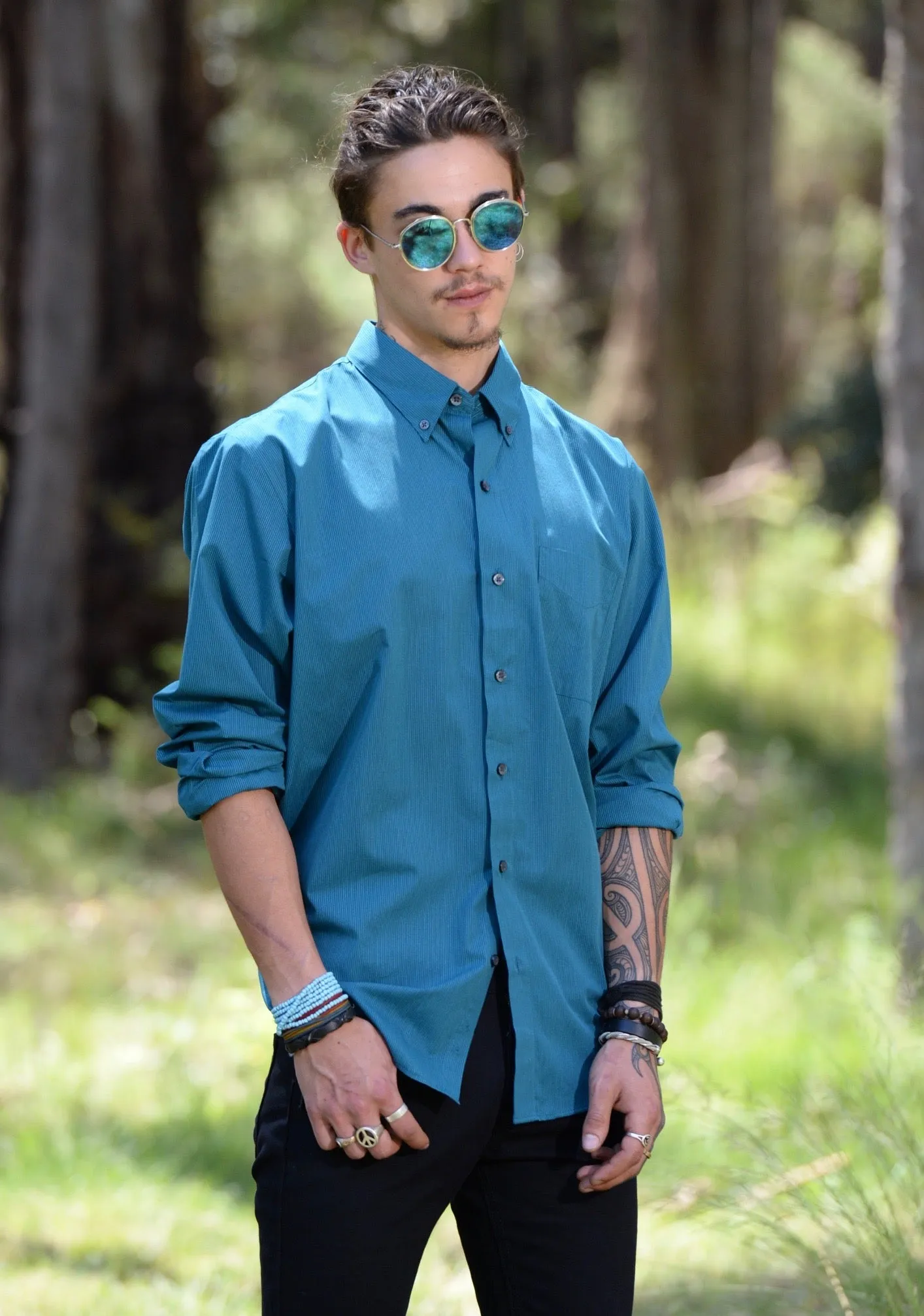 Van Heusen Mens Dress Shirt Jade Green