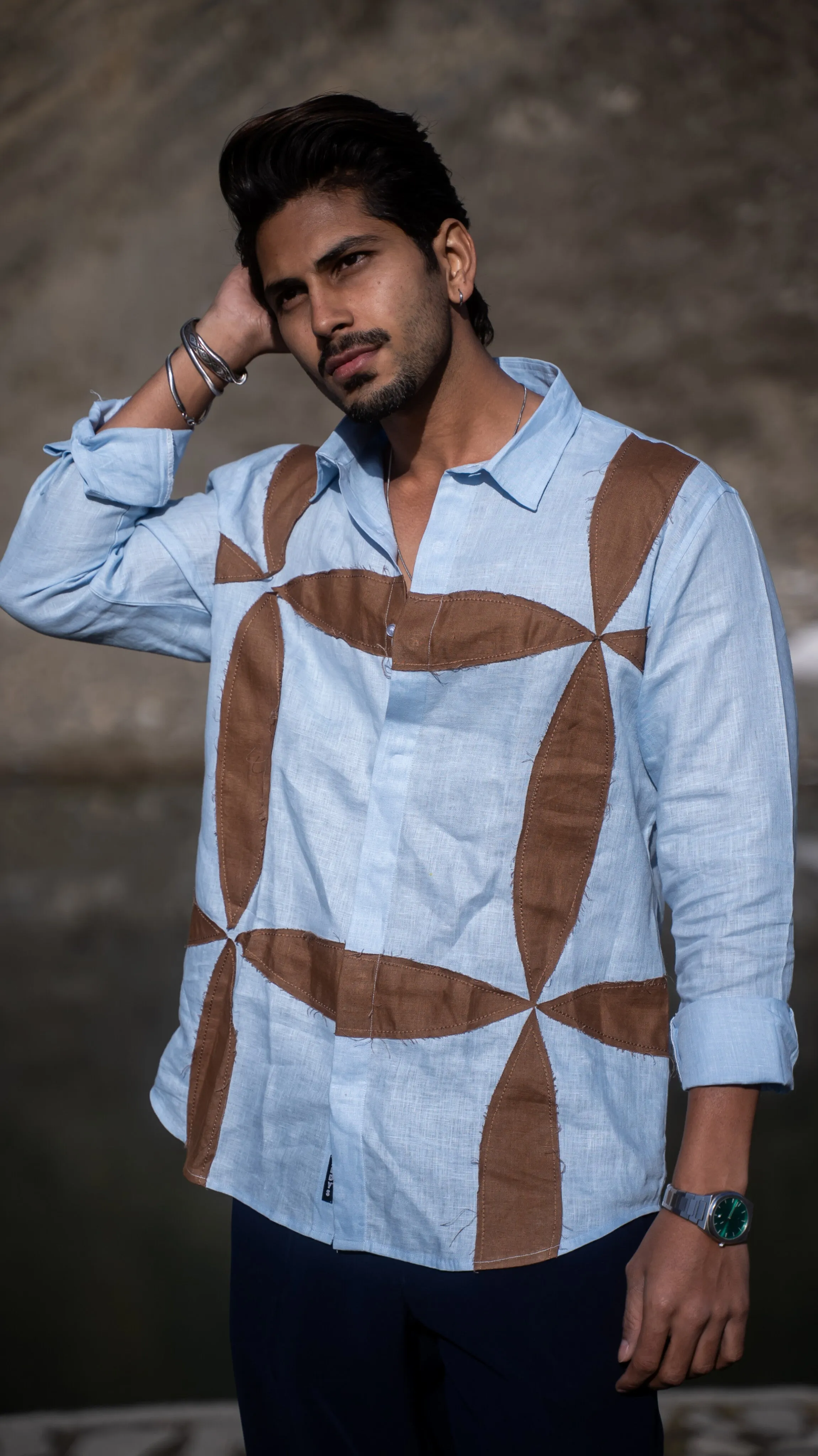 Vintage Grid Pure Linen Designer Shirt
