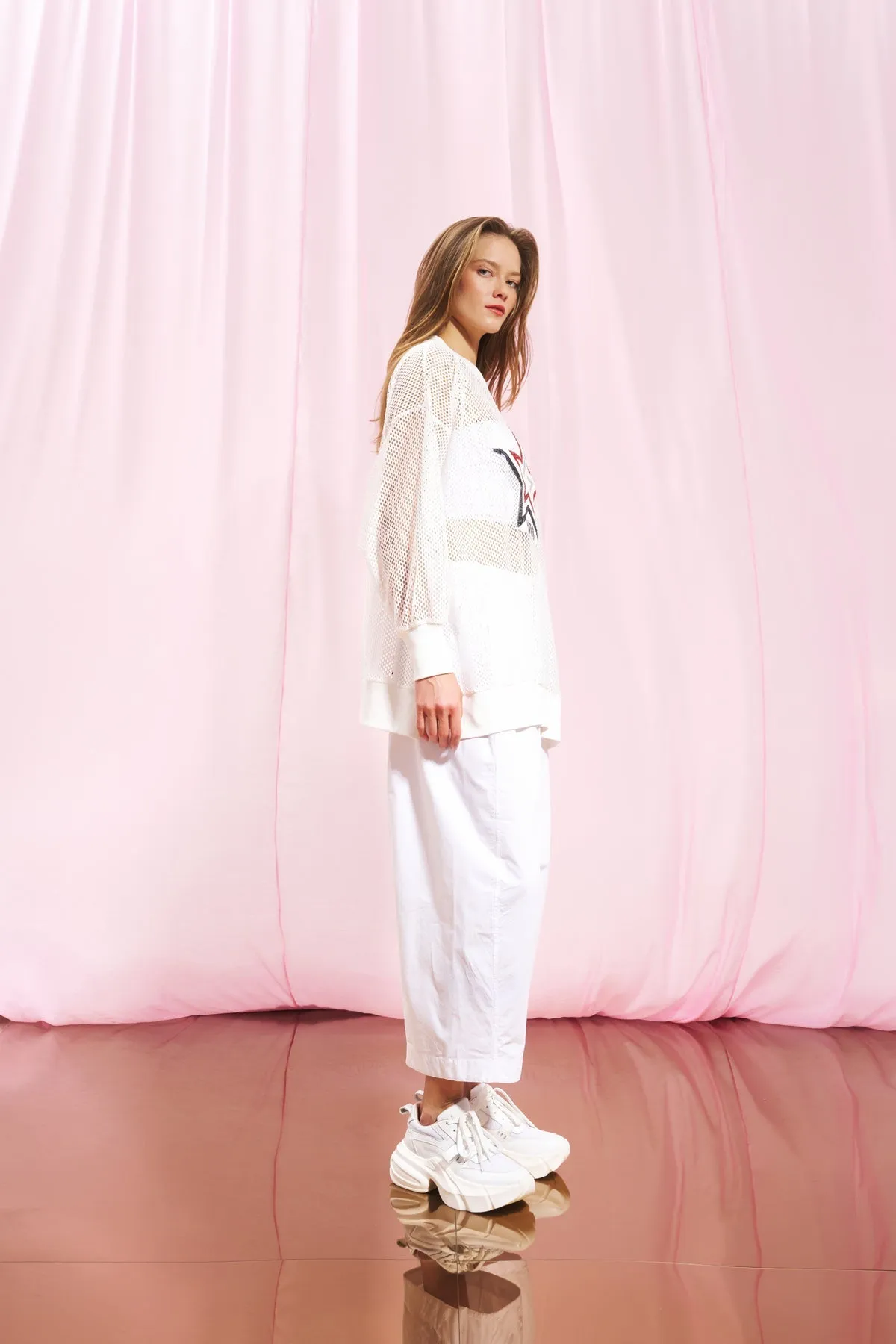 White Poplin Baggy Trousers 17107